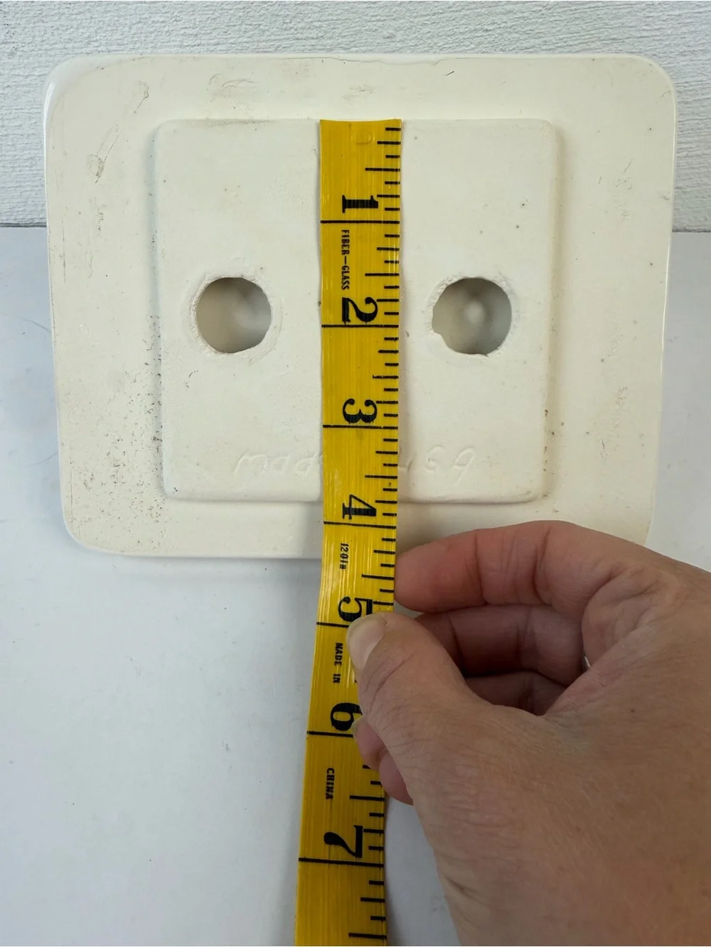 Vtg Ceramic Toilet Paper Holder Tile-In Semi Recessed White Made In USA MCM